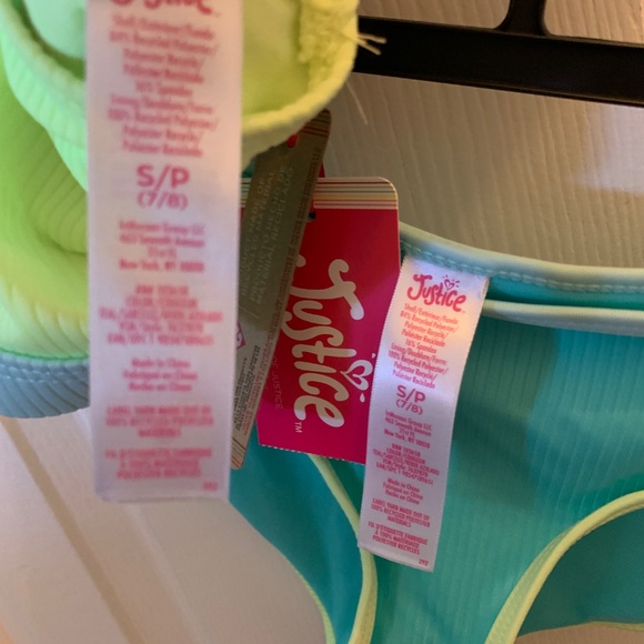 Justice Girls Swim Suit S 7/8 NWT Turquoise Blue Bikini - Picture 3 of 3